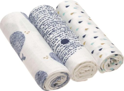 Lässig Hydrofiele luier swaddle doek 3 stuks Little Water Whale 80 x 80 cm