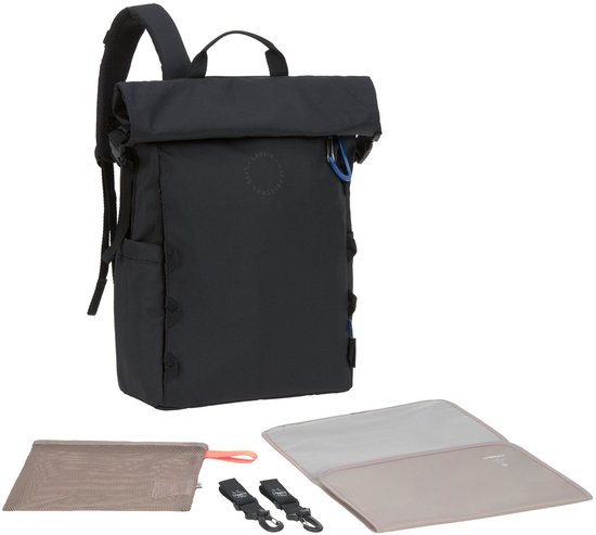 Lässig Luiertas Rugzak Outdoor Rolltop Green Label Zwart