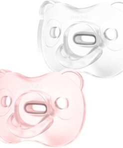 Medela Baby Fopspeen Soft Silicone Superzacht lichtgewicht eendelig - Soft Pink/Transparant - 0-6 maanden - 2 stuks