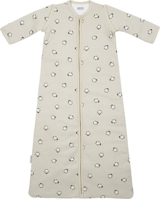Meyco Baby Penguin baby slaapzak met afritsbare mouwen - soft sand - 90cm - 2.5 TOG