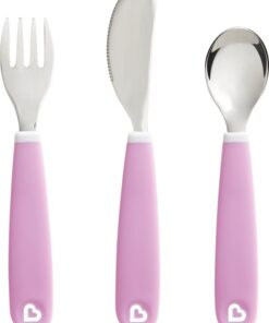 Munchkin kinderbestek - Splash Kleuter Besteksetje - Vork, Mes en Lepel - Set van 3 - Kinderbestekset - Kleur Paars- vanaf 18 maanden