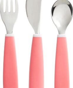 Munchkin kinderbestek - Splash Kleuter Besteksetje - Vork, Mes en Lepel - Set van 3 - Kinderbestekset - Kleur Roze - vanaf 18 maanden