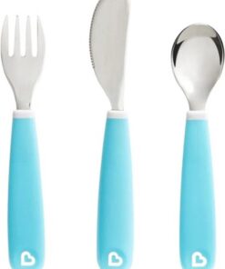 Munchkin kinderbestek - Splash Kleuter Besteksetje - Vork, Mes en Lepel - Set van 3 - Kinderbestekset - Kleur Blauw - vanaf 18 maanden