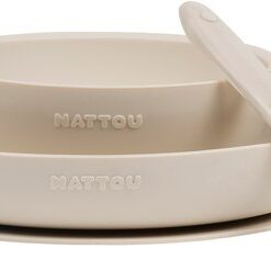 Nattou SILICONE Serviesset Voor Kinderen Silicone 3 Stuks - 19,2 cm - Klei