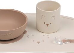Nattou SILICONE Serviesset Voor Kinderen Silicone 4 Stuks - 19,5 cm - Natuur