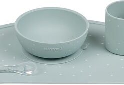 Nattou SILICONE Serviesset Voor Kinderen Silicone 4 Stuks - 43 cm - Groene Patroon