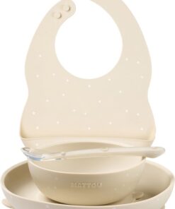 Nattou SILICONE Serviesset Voor Kinderen Silicone 4 Stuks - 43 cm - Klei Patroon