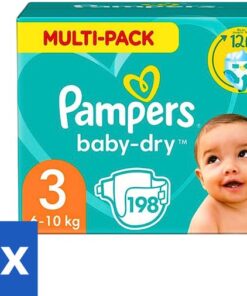 Pampers - Baby-Dry - Luiers - Maat 3 (6-10 kg) - 198 Luiers - Voordeelverpakking - 4 stuks