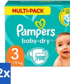 Pampers - Baby-Dry - Luiers - Maat 3 (6-10 kg) - 198 Luiers - Voordeelverpakking - 12 stuks