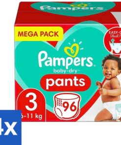 Pampers - Baby-Dry Pants - Luierbroekjes - Maat 3 (6-10 kg) - 96 Luiers - Voordeelverpakking - 4 stuks