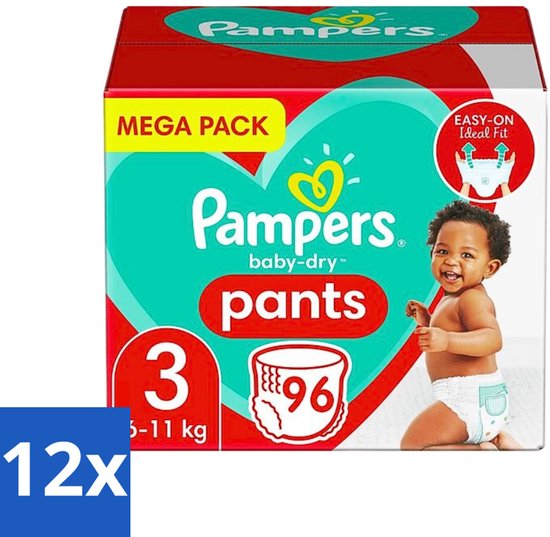 Pampers - Baby-Dry Pants - Luierbroekjes - Maat 3 (6-10 kg) - 96 Luiers - Voordeelverpakking - 12 stuks