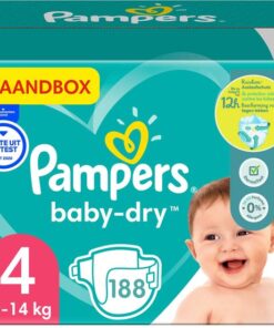Pampers - Baby Dry - Maat 4 - Maandbox - 188 luiers - 9/14 KG