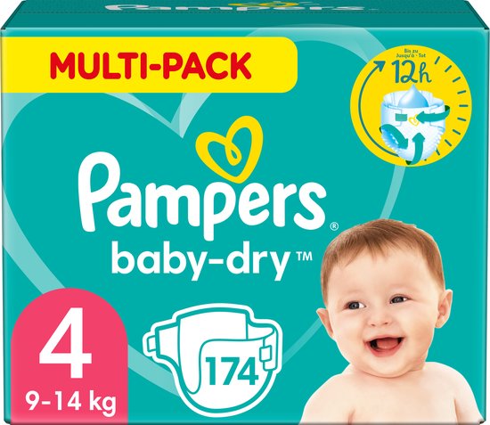 Pampers Baby-Dry Luiers - Maat 4 (9-14 kg) - 174 stuks - Multi-Pack