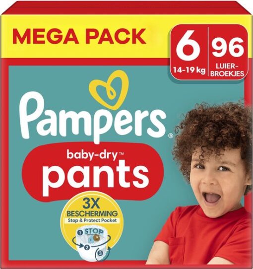 Pampers Baby-Dry Pants luierbroekjes - Maat 6 (14-19KG) - 96 luiers - Voordeelverpakking 3x32 stuks