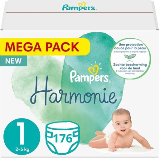 Pampers Harmonie luiers - maat 1 (2-5 KG) - 176 luiers - 8 pakken van 22 stuks