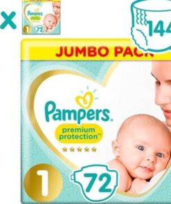 Pampers Premium Protection Luiers - Maat 1 (2-5 kg) - 144 stuks - Maandbox