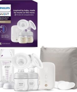 Philips Avent dubbele elektrische borstkolf, ziekenhuissterkte en oplaadbare motor, geïnspireerd op de natuurlijke zuigreflex van baby's, reistasje, model SCF398/31