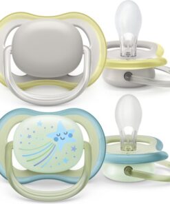 Philips Avent Ultra Air Day & Night 0-6 maanden - 2 speentjes – grijs/groen – Voor dag en nacht SCF085/69