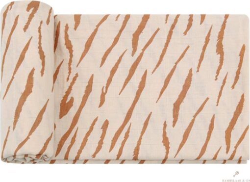 Rammelaar&Co - Hydrofiele Doek XL - 120x120 cm - 70% Bamboe & 30% Katoen - Zacht en Soepel - Oranje Zebra Patroon - Inbakerdoek - Spuugdoek - Kraamcadeau – Inbakeren