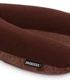 Snoozzz Zwangerschapskussen Zijslaapkussen Lichaamskussen Premium kwaliteit - 185 cm - microparel vulling- luxe draagtas - afneembare hoes van zachte velvet met katoen - Chocolade