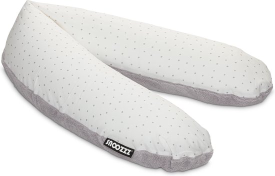 Snoozzz Zwangerschapskussen Zijslaapkussen Lichaamskussen Premium kwaliteit - 185 cm - microparel vulling- luxe draagtas - afneembare hoes van zachte teddy met katoen - Mini Dots Teddy