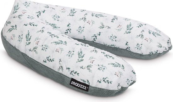 Snoozzz Zwangerschapskussen Zijslaapkussen Lichaamskussen Premium kwaliteit - 185 cm - microparel vulling- luxe draagtas - afneembare hoes van zachte teddy met katoen - Teddy Natur