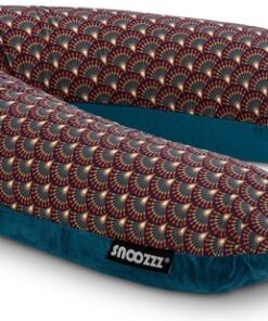 Snoozzz Zwangerschapskussen Zijslaapkussen Lichaamskussen Premium kwaliteit - 185 cm - microparel vulling - luxe draagtas - met afneembare hoes van katoen met velvet - Paon