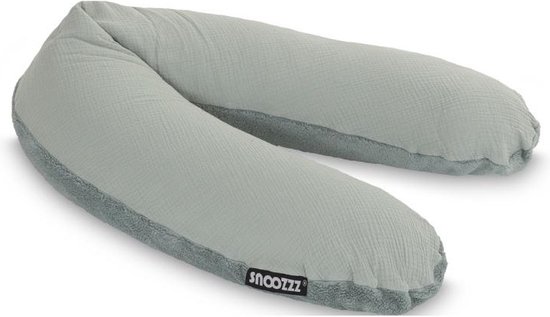 Snoozzz Zwangerschapskussen Zijslaapkussen Lichaamskussen Premium kwaliteit - 185 cm - microparel vulling- luxe draagtas - afneembare hoes van zachte teddy met katoen - Teddy Stone