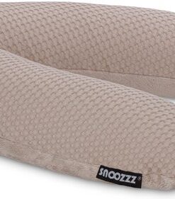 Snoozzz Zwangerschapskussen Zijslaapkussen Lichaamskussen Premium kwaliteit - 185 cm - microparel vulling - luxe draagtas - Zachte teddy met katoen en wafel - Wafel Teddy Sand