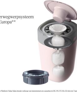Tommee Tippee Twist & Click luieremmer, inclusief 1 navulling (cassette) met meerlaags antibacterieel folie, 100% gerecycled frame - Voorkomt Geurtjes, Geschikt voor 33 Luiers - Roze