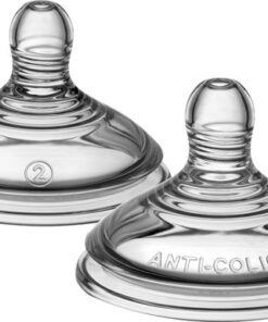 Tommee Tippee voedingsspenen, Advanced Anti-Colic Baby Bottle Teats, borst-gelijkend, zacht siliconen materiaal, gemiddelde stroomsnelheid, 3+ maanden, Baby Feeding Essentials, set van 2