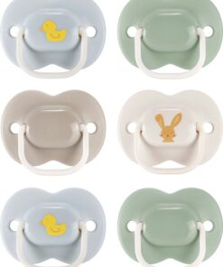TomTommee Tippee Anytime Fopspenen, 6-18m, 6 stuks, symmetrische speen zit altijd rechtop, BPA-vrije fopspeen van silicone, orthodontisch ontwerp, mengkleuren
