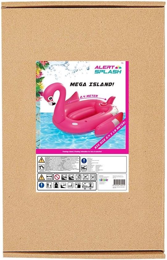 Alert Splash Opblaaseiland Flamingo 240 x 180 cm