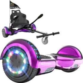 Ampes Hoverboard - Bluetooth Speaker - 24V 4.0 Ah Accu - Oxboard - 12 km/h - UL2272 Gecertificeerd - LED Verlichting - Anti lek banden - Belastbaar tot 120KG - 6.5 Inch - Inclusief Draagtas - 700W - Roze + Hoverkart carbon