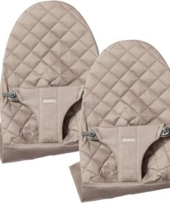BabyBjörn set van 2 Stoffen Zittingen voor BabyBjörn Wipstoel - Geweven klassieke quilt - Zandgrijs