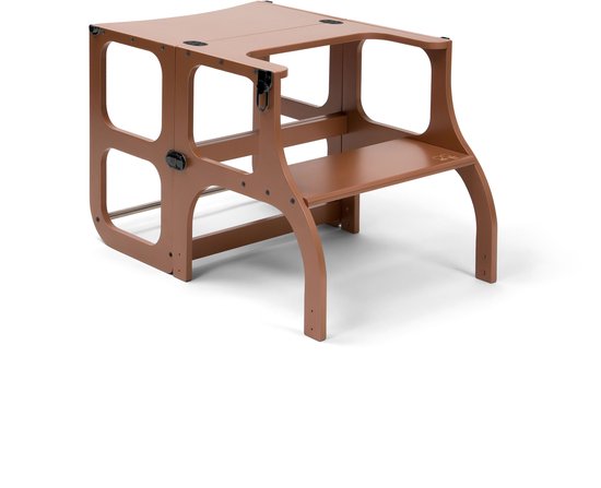 Ette Tete Step 'n Sit - Leertoren - Mocha Mousse met zwarte clips - Inklapbaar tot tafel en stoel - Learning Tower - Montessori inspired - Keukentrap - Keukenhulp - Leerstoel - Veilig -Duurzaam