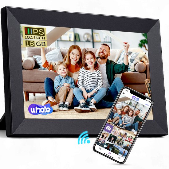FAMPHOS Digitale Fotolijst met WiFi 10 Inch en App – Eenvoudig in Gebruik voor Ouderen – Direct Foto’s Ontvangen via WiFi – Cadeau voor Ouders & Grootouders