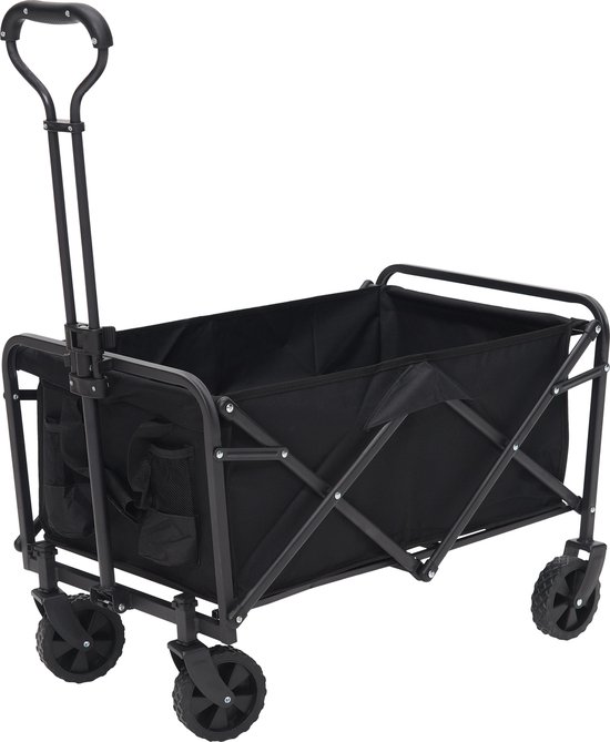 Infinity Goods Bolderkar - Opvouwbaar - 100KG Draagkracht - Draaibare Wielen - 90 x 50 x 75 CM - Verstelbaar - Zwart