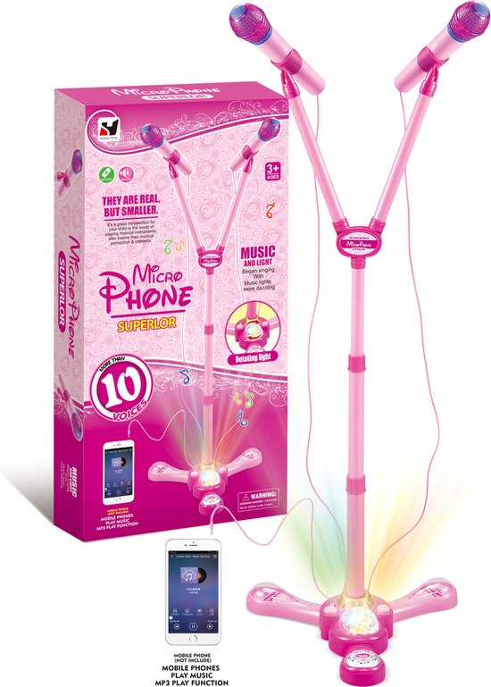 Karaokemachine voor kinderen met 2 microfoons