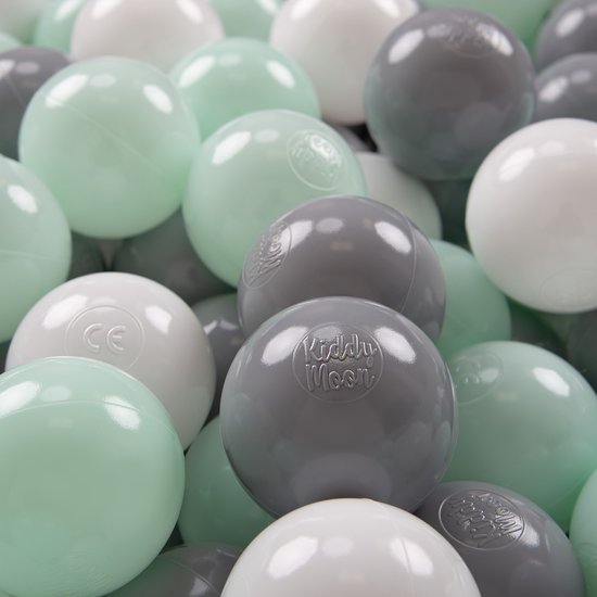 KiddyMoon Ballenbak ballen voor Kinderen Ø7 cm met 700 Stuks - Kinderballen baby - Speelballen voor Ballenbad - BPA-vrij - Ballenbak ballen - Kleurrijke ballen - Baby Speelgoed - Wit Grijs Munt