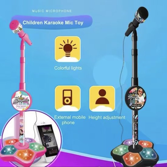 Kinder Microfoon - Blauw - Speelgoed met geluid - Kids star - Toekomstige artiest - Verjaardagcadeau kinderen - Brein training - Speelgoed microfoon met standaard - Kinderen zingen - Kinderen karaoke - B1.3