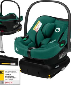 Lionelo Astrid i-Size SET – Autostoeltje 40–87 cm + ISOFIX-Basis – ADAC Getest – R129 i-Size – Memory Foam – Verstelbare Hoofdsteun – Zijdelingse Bescherming – Dri-Seat – Lichtgewicht – Universeel Compatibel