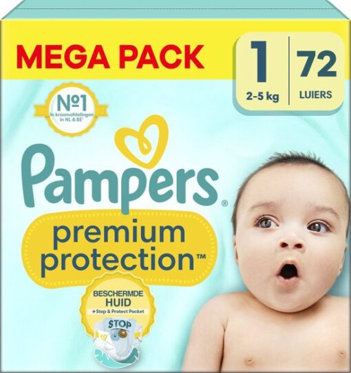 Pampers - Premium Protection - Maat 1 - Mega Pack - 72 stuks - 2/5 KG