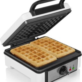 Princess 132397 Wafelijzer - 2 Belgische wafels - 4x7 - Regelbare thermostaat - Anti aanbaklaag - 1200 Watt - 20 x 20 cm - Wit