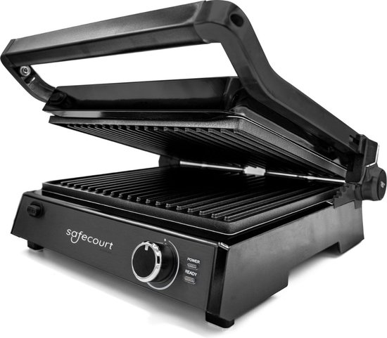 Safecourt Kitchen Tosti apparaat – Paninigrill en Tosti ijzer – Uitneembare PFAS-vrije platen & vaatwasserbestendig – Groot grilloppervlak – snel warm (2000W) – Contactgrill