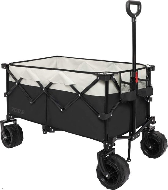 Zedar Bolderkar Opvouwbaar - 200L - Bolderwagen met stevig frame - Inclusief opbergtas en bodemplaat - Zwart