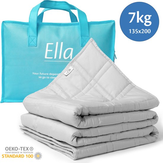 Ella Verzwaringsdeken 7kg 135 x 200cm - Zwaartedeken - Weighted Blanket - Verzwaarde Deken - OEKO-TEX Katoen - Lichtgrijs