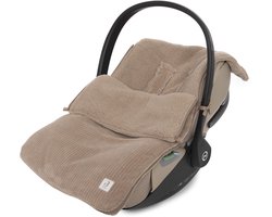 Jollein - Voetenzak voor Autostoel & Kinderwagen (Milky Coffee) - Cloudy Rib - Katoen - Footmuff Maxi Cosi, Kinderwagen of Autostoel - 42x82cm