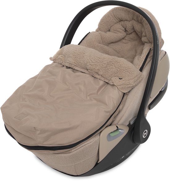 Jollein - Voetenzak voor Autostoel & Kinderwagen (Milky Coffee) - Embossed - Katoen - Footmuff Maxi Cosi, Kinderwagen of Autostoel - 42x82cm
