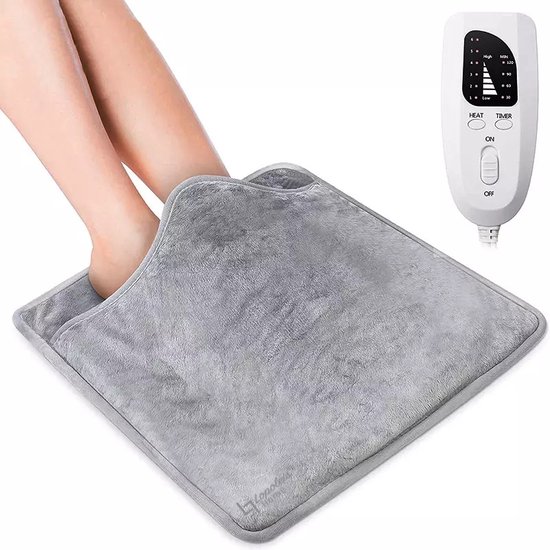 Lopoleis Voetverwarmer elektrisch – verwarmingsmat – warmtemat – infrarood verwarming – voetwarmer – 40 x 40 cm – Grijs – 6 warmtestanden